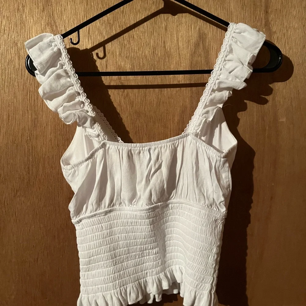 Blue Rain White Lace-Trimmed Top - Picture 2 of 4
